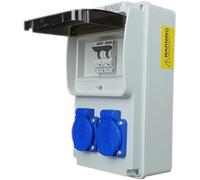 RoadEu - Coffret de chantier 230V - 2x Prises avec interrupteur - Distributeur de Prises avec 2x disjoncteurs C 16A - Câblé, Répartiteur de courant de chantier Indoor/Outdoor IP44