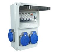 RoadEu - Coffret de Chantier 230V, 4x Prises avec interrupteur, IP44 Distributeur de Prises avec disjoncteur différentiel 40A type A/AC, 4x LS C16A. Idéal pour les ateliers, les garages et les usines