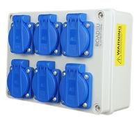 RoadEu - Coffret de Chantier - 6 prises 230 V. Distributeur de courant IP44 pour une utilisation en intérieur et en extérieur, Répartiteur de prise 16 A. Prise industrielle murale