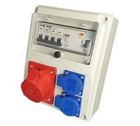 RoadEu - Coffret de chantier Distributeur de courant 16A 5P, 2x Prises 230V - Disjoncteur différentiel 25A, A/AC, LS C16A - IP44 idéal pour les ateliers, les garages et les usines