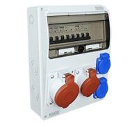 RoadEu - Coffret de Chantier, Distributeur Mural. Prise CEE 16A et 32A avec 4 prises 230 V. Répartiteur de prise avec disjoncteur 16A et 32A. Entièrement câblé