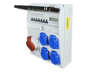 RoadEu - Coffret de Chantier, Distributeur mural. Prise CEE 16A et 4x 230V. Distributeur de courant avec compteur et disjoncteur. Tableau électrique avec indicateur de consommation d'énergie