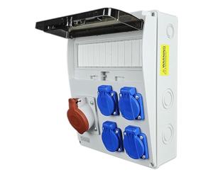 RoadEu - Coffret de Chantier, Distributeur Mural. Prise CEE 16A et 4x 230V Distributeur de prises pour l'intérieur et l'extérieur. Entièrement câblé
