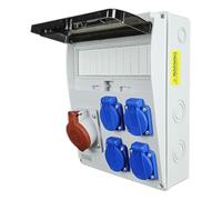 RoadEu - Coffret de Chantier, Distributeur Mural. Prise CEE 32A et 4x 230V. - Répartiteur de courant de construction pour l'intérieur et l'extérieur - Répartiteur de prise entièrement câblé