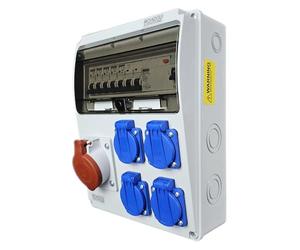 RoadEu - Coffret de Chantier IP44 | 1× Prise CEE 32A 400V + 4× Prises 230V 16A | Tableau Électrique Mural avec Différentiel - Précâblé