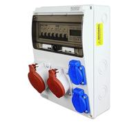 RoadEu - Coffret de Chantier - Prise CEE 16A et 32A avec 2 prises 230 V. Distributeur de courant avec compteur et disjoncteur. Tableau électrique avec indicateur de consommation d'énergie