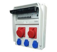 RoadEu - Coffret de Chantier, Répartiteur de courant de construction - Prise 32A et 16A avec 230V - Distributeur de courant avec disjoncteurs et disjoncteur différentiel. Composants PCE