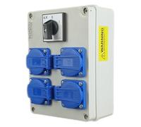 RoadEu -Coffret de chantier, Répartiteur de prise 230 V - 4 prises avec interrupteur 230 V avec interrupteur principal 0-1. Prise en saillie IP44