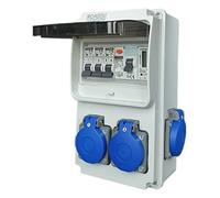 RoadEu - Coffret de Chantier, Répartiteur électrique 230V: 4 prises, compteur, disjoncteurs et disjoncteur différentiel, IP44, pour un usage professionnel ou domestique