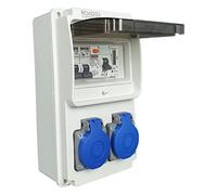 RoadEu Coffret de distribution avec compteur - 230V - Prises extérieures avec disjoncteur différentiel - Étanche IP44 - Tableau électrique mural