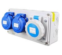 RoadEu - Coffret de Distribution Étanche IP67 avec 2 Prises 230V FR et 1 Prise CEE 16A 230V, Bloc de Prises Précâblé pour Jardin, Atelier & Chantier