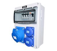 RoadEu Coffret électrique 230V IP44 avec CEE 32A 3P et 2 prises 2P+T | 3 sorties protégées séparément, différentiel TÜV & disjoncteurs VDE, câblage 6 mm² / 2,5 mm²