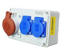 RoadEu Coffret électrique mural IP44 - Prise CEE 16A 5P + 2 prises 230V 16A - Boîtier de distribution pré-câblé pour chantier et atelier