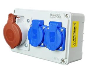 RoadEu Coffret électrique mural IP44 - Prise CEE 16A 5P + 2 prises 230V 16A - Boîtier de distribution pré-câblé pour chantier et atelier