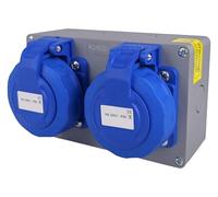 RoadEu | Coffret Étanche IP67 avec 2 Prises 230V 16A (2P+T) | Bloc de Prises à Couvercles Vissables | Câblage 2,5 mm² | Usage Extérieur, Atelier & Chantier