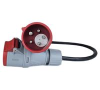 RoadEu - Cordon adaptateur CEE 32A 5 pôles avec inverseur de phase - rallonge 0,5m 400V - câble en caoutchouc IP44 - prise et fiche industrielle triphasée