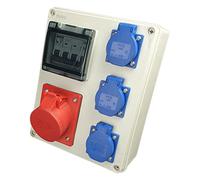 RoadEu - Distributeur de courant 16A 5P Prises CEE, 3x 230V - Distributeur CEE avec disjoncteur C 16A 3P, C16A 1P - Répartiteur de courant de chantier 16A - Distributeur extérieur étanche IP44