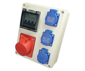 RoadEu - Distributeur de courant 16A 5P Prises CEE, 3x 230V - Distributeur CEE avec disjoncteur C 16A 3P, C16A 1P - Répartiteur de courant de chantier 16A - Distributeur extérieur étanche IP44