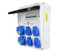 RoadEu - Distributeur de courant. Monophasé 2 prises CEE 16A 3P et 4 prises 230V avec disjoncteur automatique Distributeur de prises avec disjoncteur différentiel et fusibles. IP44