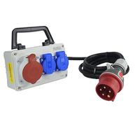 RoadEu - Distributeur d'électricité CEE 16A et 2 prise 230V - Distributeur de prises - Distributeur mobile 16A, Rallonge 15 mètres - Distributeur de courant de chantier avec fiche CEE 16A