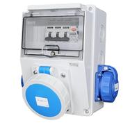 RoadEu Distributeur électrique IP66 Distributeur de chantier ∣ Distributeur mural avec 1x CEE 32A 3 pôles & 2x 230V 16A ∣ Précâblé avec disjoncteurs différentiels et disjoncteurs de protection