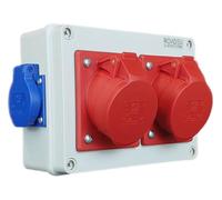 RoadEu Distributore di corrente 2x 16A 5P 400V 2x Schuko 230V IP44 prese PCE
