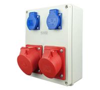 RoadEu - Prise Industrielle Distributeur mural 32A, prise CEE 16A 5P avec 2x230V - Distributeur de chantier 32A - Prise PCE - Boîte de distribution en saillie - Prise murale Intérieur et extérieur