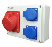 RoadEu - Prise industrielle Saillie Fixe CEE 16A avec 2 prises 2P+E - Prise de Courant 3P+N+T - Répartiteur de Courant - Coffret de Chantier 16A 5P IP44