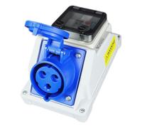 RoadEu | Prise Murale CEE 32A (P17 Bleue) IP54 | Coffret Électrique Précâblé avec Différentiel 40A Type A & Disjoncteur 1P+N 32A | Certifié VDE | Idéal Garage, Atelier & Recharge Véhicule