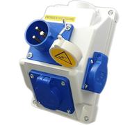 RoadEu - Prise murale CEE pour caravane - Adaptateur CEE vers prise - 16 A 3P 230 V avec 2 prises 230 V - Pour bateaux, camping-cars, industrie IP44