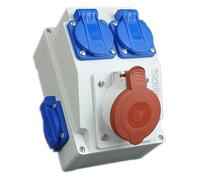 RoadEu - Prise murale combinée 16A 5P, 4x 230V - Distributeur de courant IP44 - Distributeur mural CEE