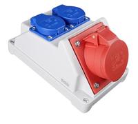 RoadEu | Prise Murale Combinée IP44 - 1x CEE 16A 5P 400V + 2x Prises 230V | Répartiteur de Courant Précâblé | Coffret Mural ou Mobile | Fabrication Européenne