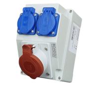 RoadEu - Prise murale combinée - Prise murale CEE 16A - 2x 230V - Distributeur de courant de chantier 16A IP44 - Intérieur et extérieur - idéal pour les ateliers, les garages et les usines