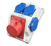 RoadEu - Prise Murale Saillie 16A 3P+N+E avec 3 prises 2P+E - Distributeur d'énergier - Coffret prises IP44 idéal pour les ateliers, les garages et les usines