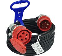 RoadEu - Rallonge 16A - Rallonge CEE 5 mètres avec Support de câble - Câble d'alimentation 16A 380V - Fiche CEE 16A - Prise CEE 16A.