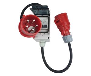 RoadEu - Rallonge 1m Cordon Adaptateur avec Inverseur de Phase CEE 32A vers 16A - Adaptateur Courant Fort 32A mâle vers 16A couplage avec disjoncteur 16 AC, Prise Industrielle