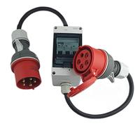 RoadEu - Rallonge Adaptateur CEE 32A vers 16A avec Disjoncteur - Câble 1m 5x2,5mm² 400V - Prise Industrielle Étanche avec Boîtier de Protection - IP65 pour Atelier, Chantier, Garage, Camping