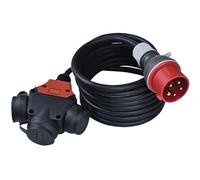 RoadEu - Rallonge Industrielle 10m Cordon Adaptateur - Fiche d'alimentation 16A 3P+N+E vers Triple Prise 2P+E 230V, Câble en Caoutchouc,