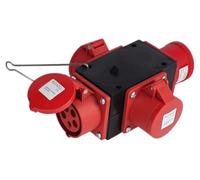 RoadEu - Répartiteur d'alimentation CEE 32 A - Fiche à 5 broches vers 3 prises 32 A 5p - Répartiteur de courant de construction 400 V IP44 - Répartiteur d'énergie mobile robuste pour atelier