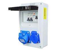 RoadEu - Répartiteur de courant 230 V. Monophasé CEE 16A 3P prise et prise 230V avec disjoncteur automatique 16A et disjoncteur différentiel 40A. Parfait pour un atelier, une remise ou un jardin.