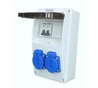 RoadEu - Répartiteur de Courant 230V, 2X Prises avec Disjoncteurs 2x C16A. Répartiteur électrique de Chantier IP54