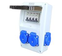 RoadEu - Répartiteur de Courant 230V, 4X Prises avec Interrupteur, Répartiteur de Prises Avec Disjoncteurs C 16A. Répartiteur électrique de Chantier IP54