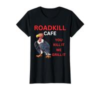 Roadkill Cafe You Kill it we Grill it Sarcastique Grossier drôle T-Shirt Graphique avec Valeur, Femme, Noir, XS