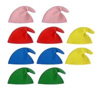 RoadLoo 10Pcs Bonnet Elfe de Noël,Chapeau de Lutin de Noël Chapeau de Père Noël Adultes Bonnet Noel Chapeau de Père Noël,Bonnet de Noël pour Le Nouvel an de Noël Partie de Jeu de Rôle(5 Couleurs)