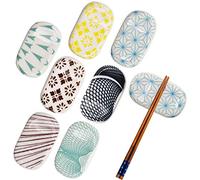 RoadLoo Baguettes en Céramique Support, Lot de 8 Porte-Baguettes en Céramique Imprimé à la Main Repos Cuillère Fourchette Style Japonais Porte-Baguettes Repose pour la décoration de la Maison (（8）)