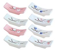 RoadLoo Baguettes en Céramique Support, Lot de 8 Porte-Baguettes en Céramique Imprimé à la Main Repos Cuillère Fourchette Style Japonais Porte-Baguettes Repose pour la décoration de la Maison (8)