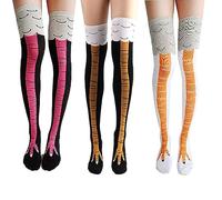 RoadLoo Chaussettes de Poulet Amusantes, 3 Paires Chaussettes Pattes de Poulet Chaussettes Fantaisie Pieds De Poulet Chaussettes Dessin animé Hiver Chaud Tricot Pour Les Fête d'HalloweenCostumées