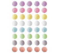 RoadLoo Coloré Rond Crocheté Perles, 40 Pcs 20mm Perles en Bois Crochetées Crocheté Perles en Bois Perles Naturel Set Fait à la main Naturel Boules DIY Bijoux Collier Bracelet Crocheted Wooden Beads