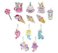 RoadLoo Diamond Painting Enfant, 1 Pièce Children's Diamond Painting Set Includes 5 Diamond Painting Porte Clé 8 Diamond Painting Stickers pour Sac à Dos Sac à Main Décoration