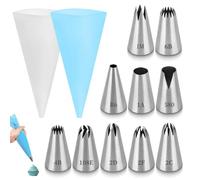 RoadLoo Lot de 10 poches à douille en acier inoxydable réutilisables avec douilles en acier inoxydable pour glaçage, pâtisseries et décoration de gâteaux, muffins DIY